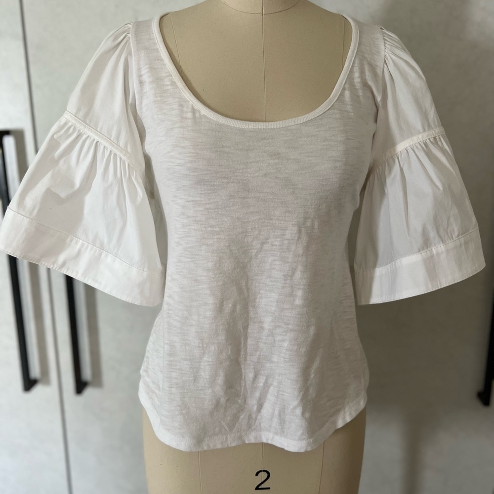 Cinq a Sept white cotton top bell sleeve tshirt XS